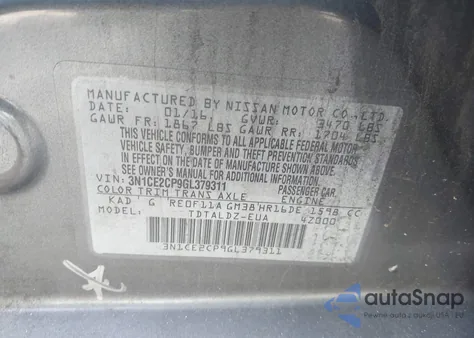 2016 Nissan Versa Note S (Sr)/S Plus/Sl/Sr/Sv из США, поврежденный, VIN 3N1CE2CP9GL379311